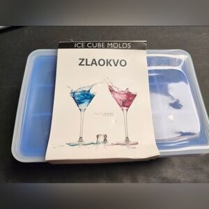Zlaokvo Ice Cube Mold Tray with Lid Blue‎ New